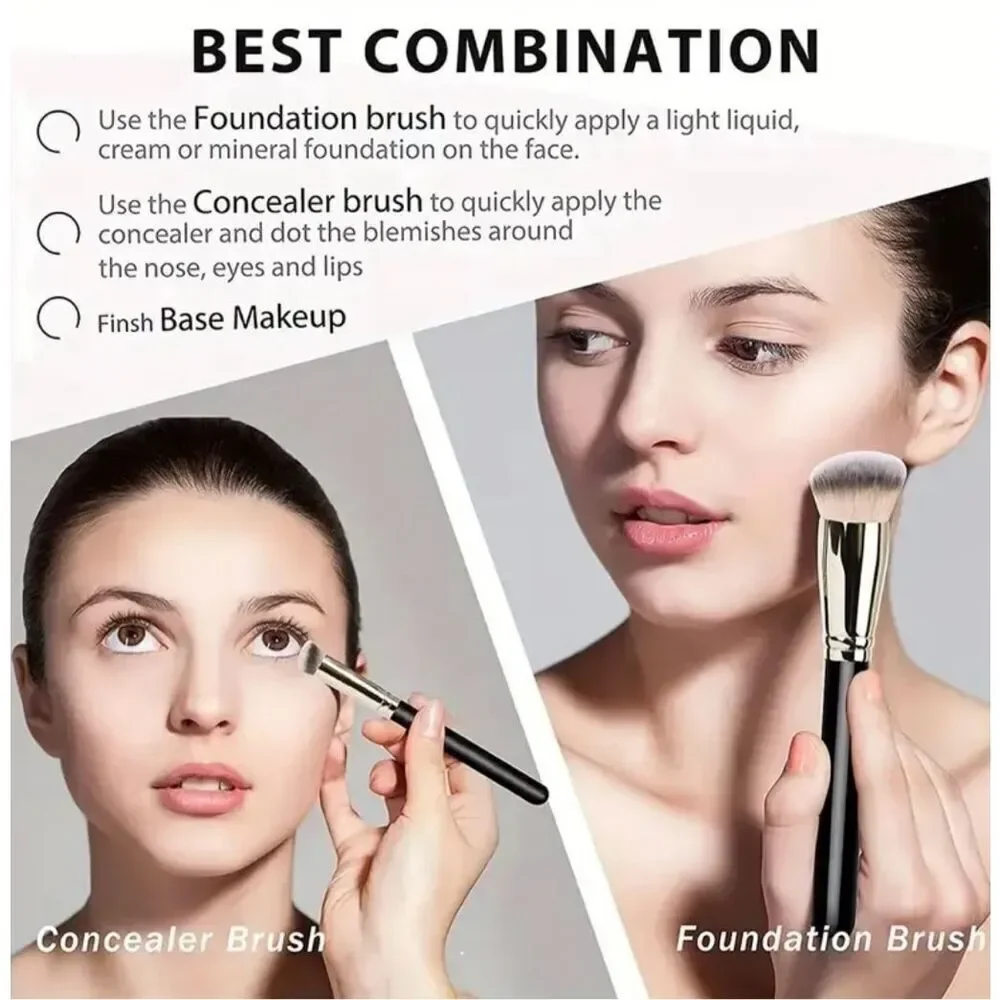 NWT 3 Kabuki Multi-Purpose Face Makeup Brushes Blending Buffing Flawless Finish